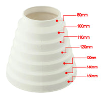 Réducteur de Conduit de Hotte Étagé 80 à 150 mm, ABS Blanc