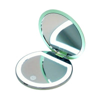 Miroir de Poche LED Rond Pliant Grossissant 2x, Blanc ou Rose