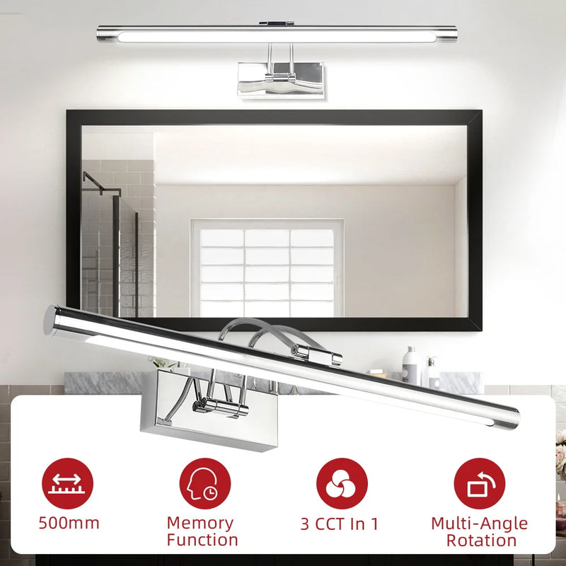 Applique pour Miroir Salle de Bain LED Tricolore 40/50 cm