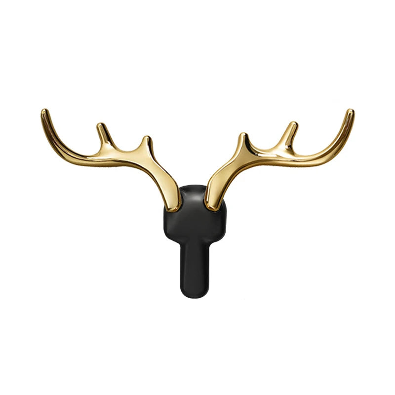 Patère Murale Bois de Cerf Alliage de Zinc Noir, Doré ou Argent