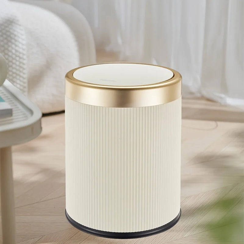 Poubelle Salle de Bain Ronde à Pression Couvercle 15 Litres