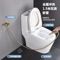Douchette WC Murale Laiton, Mitigeur Eau Chaude et Froide, Flexible 1,5 m