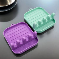 Repose-Cuillère et Spatule à Plateau Rainuré, Plastique PP, 7 Coloris