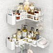 Étagère de Douche d'Angle Sans Perçage Noir ou Blanc, 2 Étagères et Accessoires