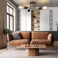 Plafonnier Cuisine Industriel Noir 3 ou 4 Lumières E27, Style Rétro