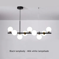 Suspension Cuisine Îlot Globes Verre, 7 à 11 Têtes, Noir ou Doré