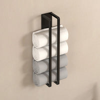 Porte-Serviette Mural Noir Sans Perçage pour Serviettes Roulées, 40 ou 50 cm