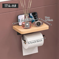 Porte-Papier Toilette Mural en Bois Sans Perçage