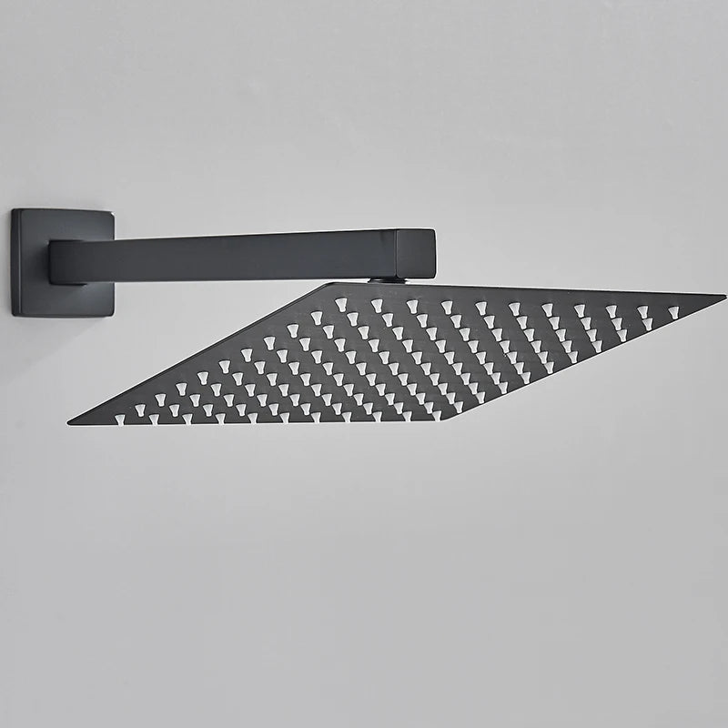 Pommeau de Douche Effet Pluie Carré Ultra-Plat, avec Bras Mural