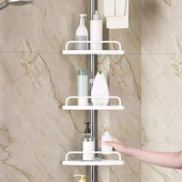 Étagère de Douche Télescopique Inox 4 Niveaux, Noir ou Blanc