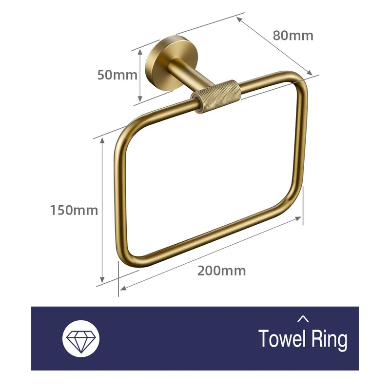 Porte-Serviette Mural Doré Brossé Kit Modulable