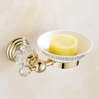 Accessoires Salle de Bain Dorés Cristal à la Pièce, 16 Articles