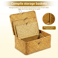 Paniers de Rangement en Jonc de Mer Tressé Lot de 3