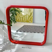 Miroir Mural Carré Angles Arrondis Cadre Inox Coloré 40 x 40 cm