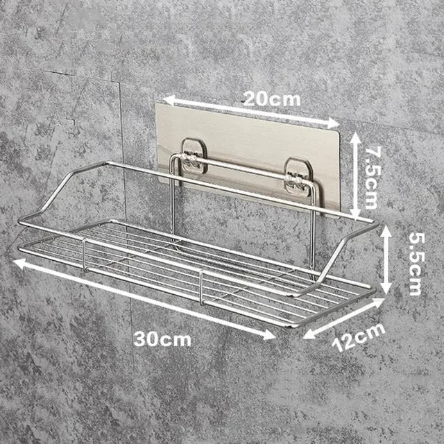 Étagère de Douche Inox Sans Perçage Autocollante 25, 30 ou 35 cm