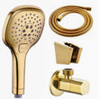 Pommeau de Douche Doré Poli 3 Fonctions, Seul ou en Kit