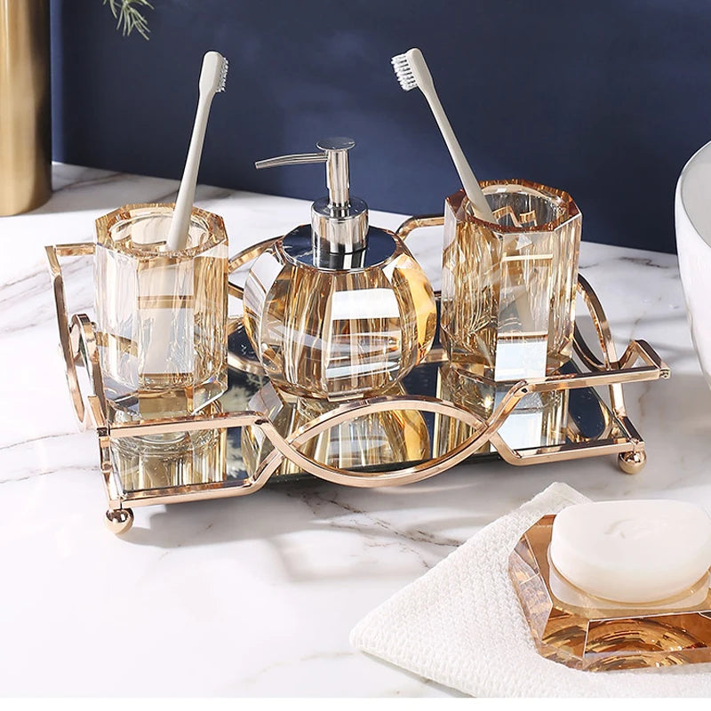 Accessoires Salle de Bain en Verre Cristal à la Pièce, 19 Articles