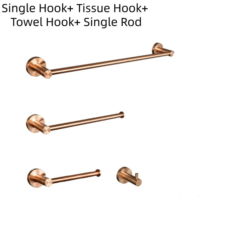 Ensemble d'Accessoires de Salle de Bain Or Rose Brossé Inox
