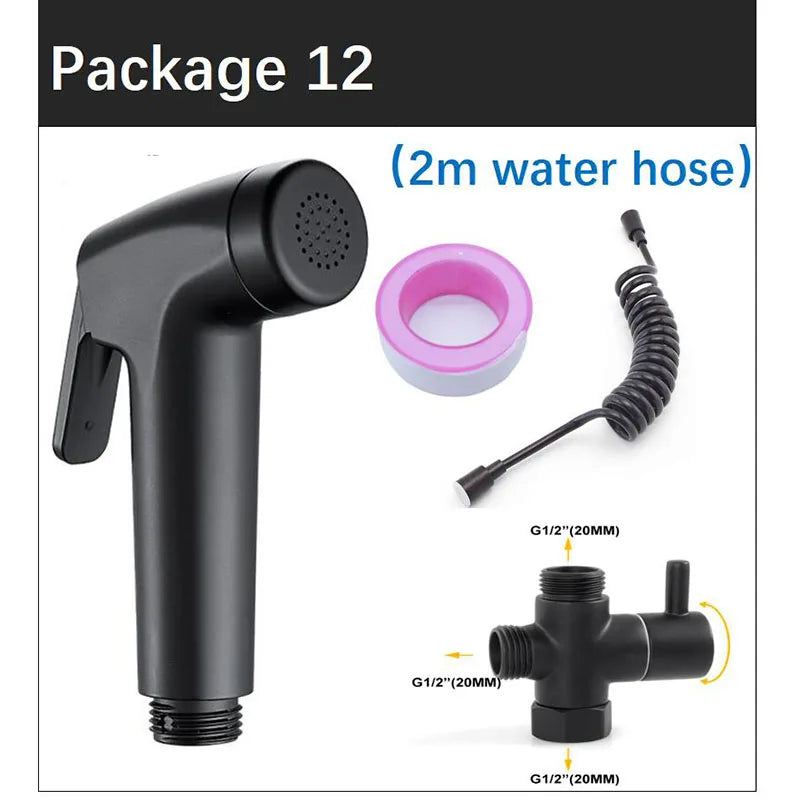 Douchette WC Noire Kit Complet avec Support Mural