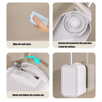 Brosse WC Murale Sans Perçage avec Support à Couvercle Basculant, 47,5 cm