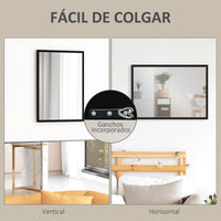Miroir Mural Rectangulaire Noir ou Blanc 50 x 70 cm