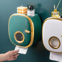 Porte-Papier Toilette Mural avec Tablette et Couvercle Sans Perçage