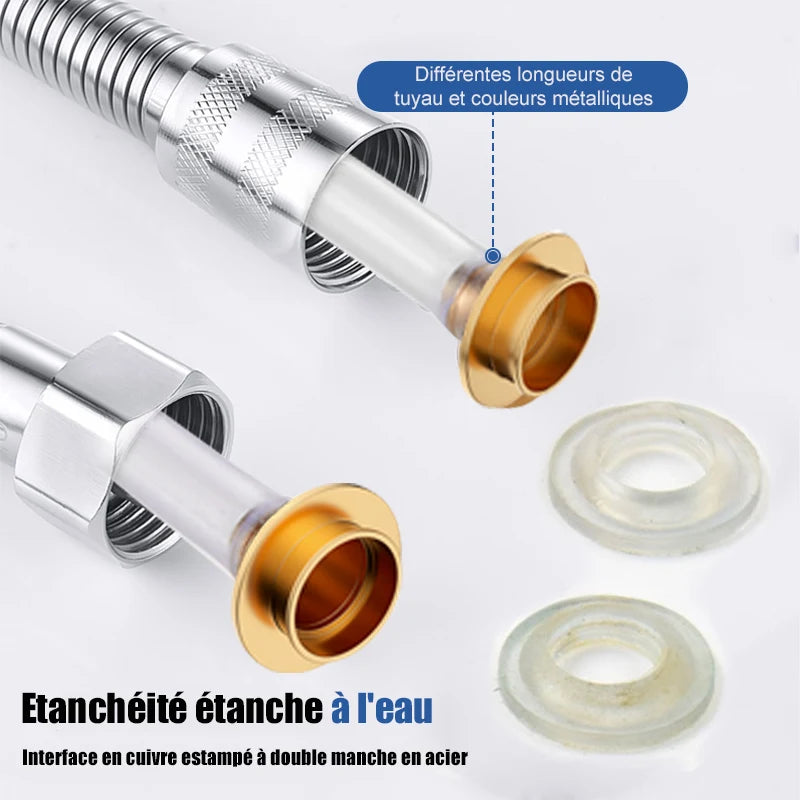 Flexible de Douche Inox Haute Densité 150 à 300 cm ou Spiralé