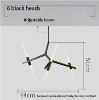 Suspension Cuisine Branches LED Doré ou Noir, 6 à 20 Lampes