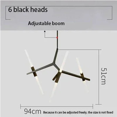 Suspension Cuisine Branches LED Doré ou Noir, 6 à 20 Lampes