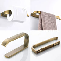 Accessoires Salle de Bain Laiton Vieilli Brossé à la Pièce, 9 Articles
