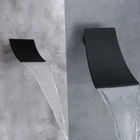 Robinet Baignoire Mural Bec Cascade en Laiton Noir Mat ou Chromé