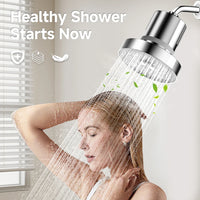 Pommeau de Douche Pluie 15 cm avec Filtre 15 Étages, Noir ou Argent