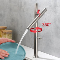 Mitigeur Cuisine Rabattable Inox Brossé ou Gris, Bec Orientable 360°, 42 cm