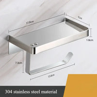 Porte-Papier Toilette Mural Inox 304 Chromé avec Tablette