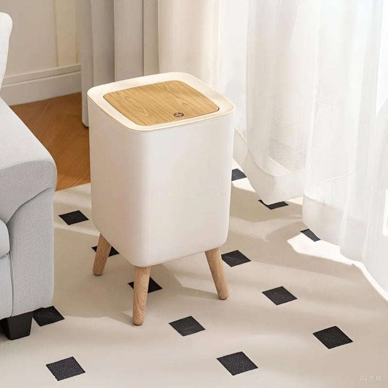 Poubelle Salle de Bain à Pression Blanche 10 Litres