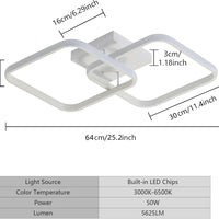 Plafonnier LED Cuisine Carré Dimmable Télécommandé