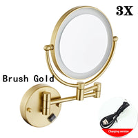 Miroir Grossissant Mural LED Double Face en Laiton 3x ou 5x