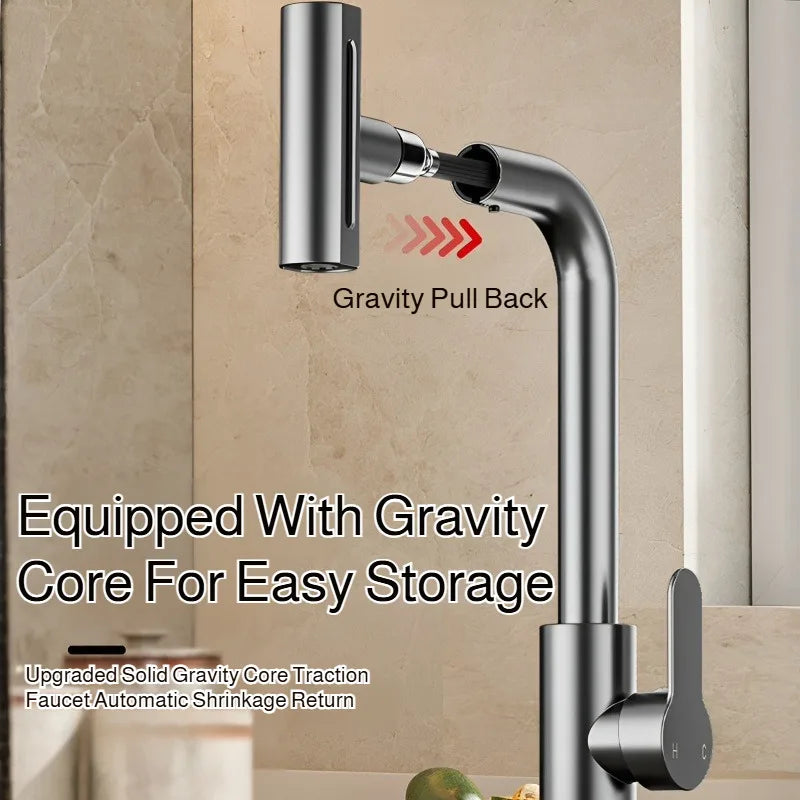 Mitigeur Cuisine Extractible Cascade Inox, 3 ou 4 Modes de Jet
