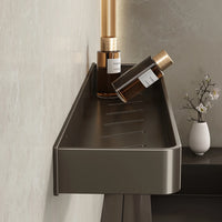 Étagère Salle de Bain Murale Aluminium Noir ou Gris, 30 ou 40 cm