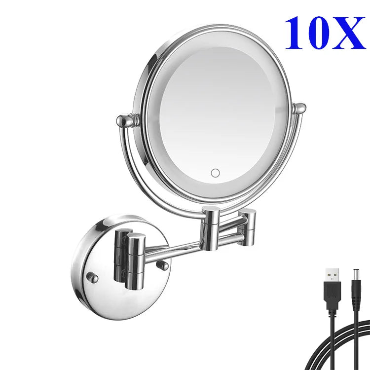 Miroir Grossissant LED Tactile Rechargeable Mural Double Bras 5X 10X