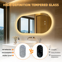 Miroir LED Ovale Salle de Bain Intelligent 80x50 cm