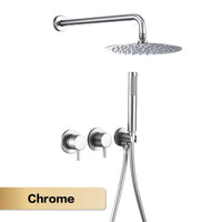 Douche Encastrable Laiton avec Pommeau Rond 25 cm et Douchette, 5 Finitions