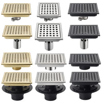Caniveau de Douche Carré Anti-Odeur Inox 304, Grille 11 ou 15 cm