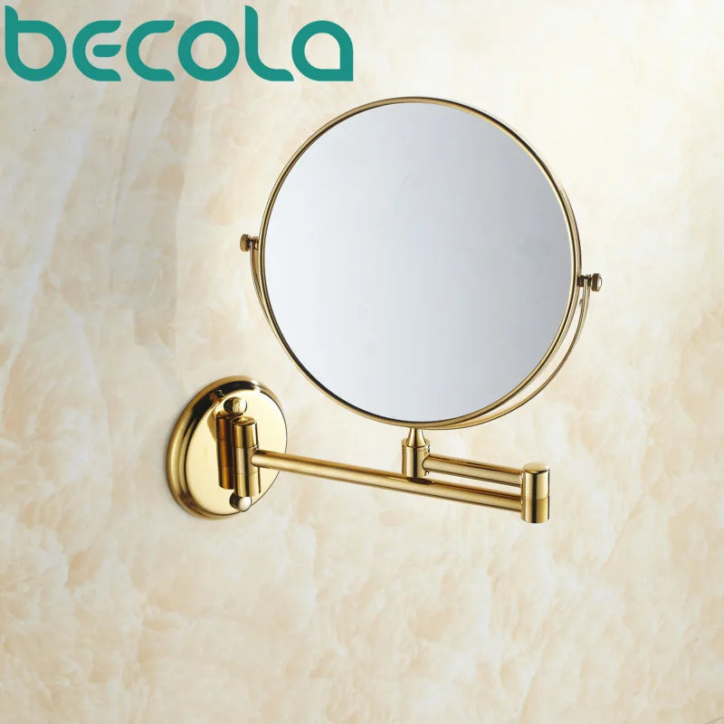 Miroir Grossissant Laiton Doré Double Face x3