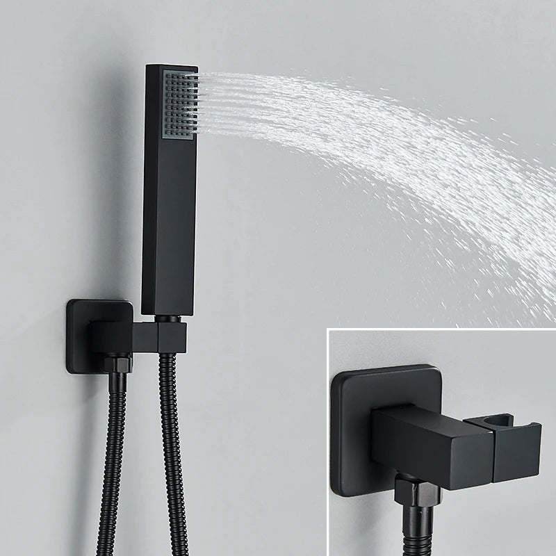 Douche Encastrable Noire Cascade de Pluie avec Bec