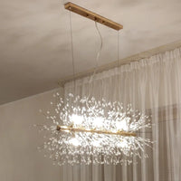 Suspension Cuisine Pissenlit Cristal Doré, Ronde ou Linéaire, 40 à 92 cm