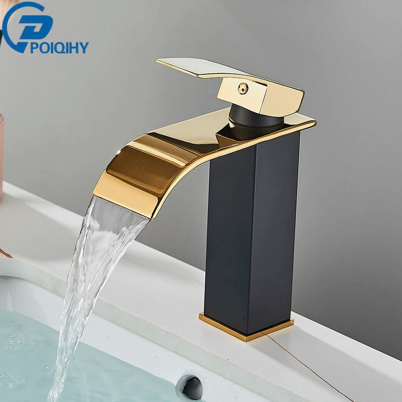 Mitigeur Lavabo Cascade Carré Noir Mat