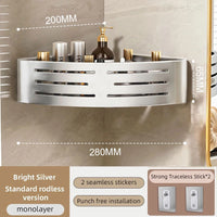 Étagère d'Angle de Douche Aluminium Sans Perçage, 1 ou 2 Niveaux
