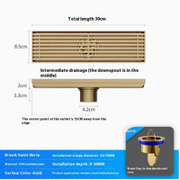 Caniveau de Douche Doré Inox 304, 20 à 60 cm de Long