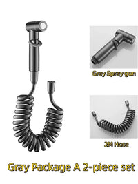 Robinet d'Angle Double Sortie, Douchette WC en Option, Noir Chromé Gris